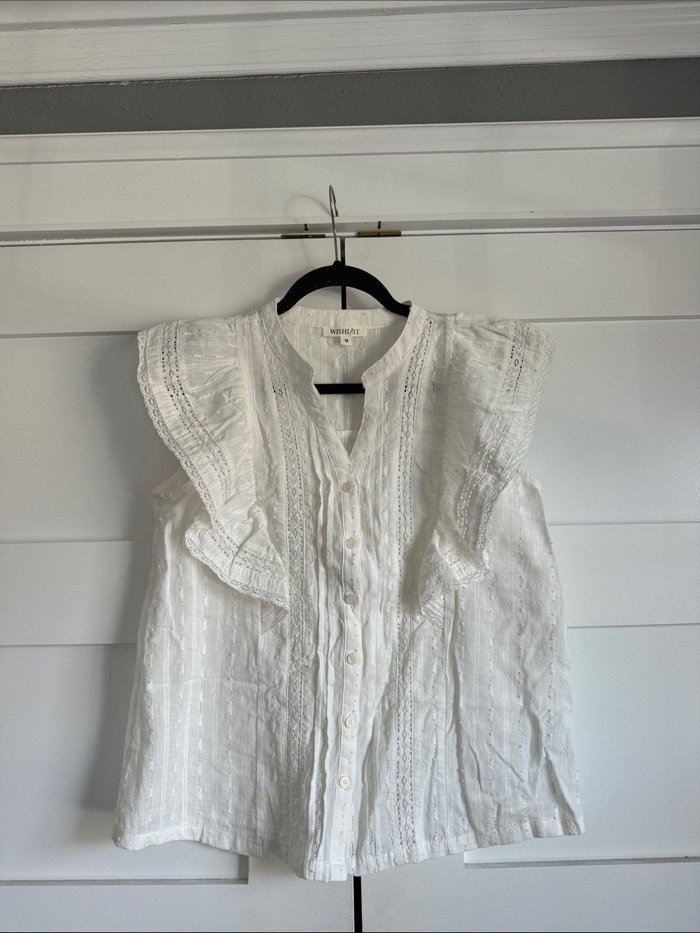 Wishlist White Eyelet Lace-Trim Blouse